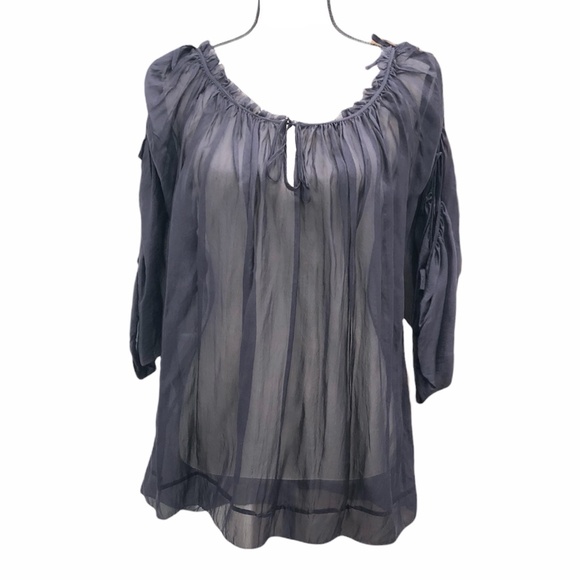 MARC JACOBS NAVY SILK TUNIC WITH TIES DOWN THE SLEEVE - Picture 1 of 15